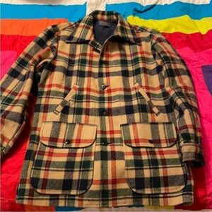 Pendleton Cream Plaid Wool Jacket with Black, Navy & Red Accents